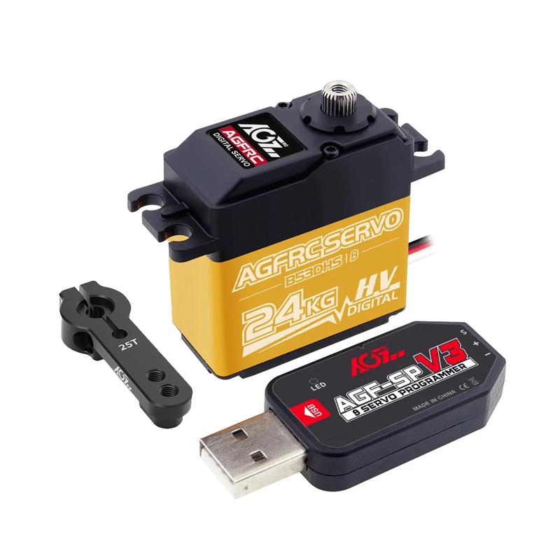 AGFRC B53DHS - 24KG Digital High Torque Speed Titanium Gear Programmable HV Steering Servo For 1/12 1/10 RC Car Trucks RC Model B53DHS 24kg Servo