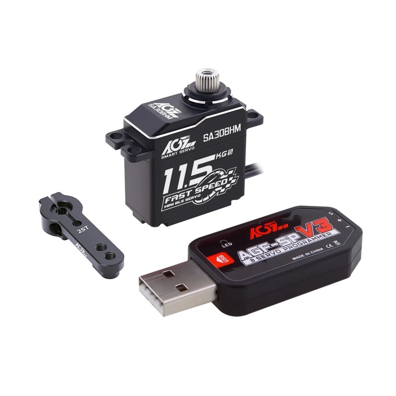 AGFRC SA30BHM - 11.5KG HV High Speed Programmable Motor Brushless Mini Smart Steering RC Servo for 1/12 1/16 RC Car Rock Crawler only USB AGF-SPV3
