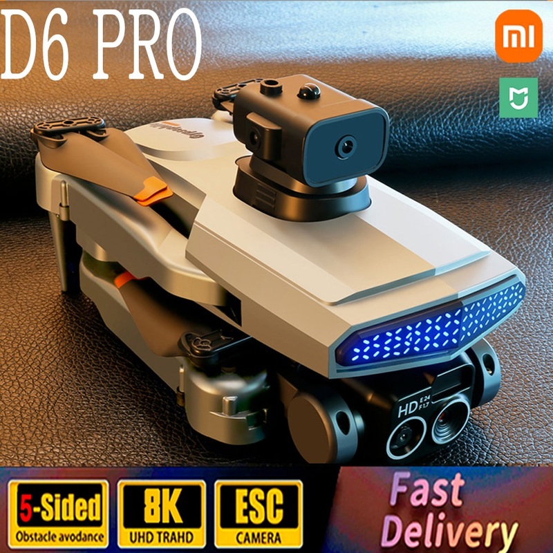 D6 Drone - 8K Professional Dual Camera Photography Optical Five-way Obstacle Avoidance Quadcopter Toys Gift 5000M Black Single 8K-1B