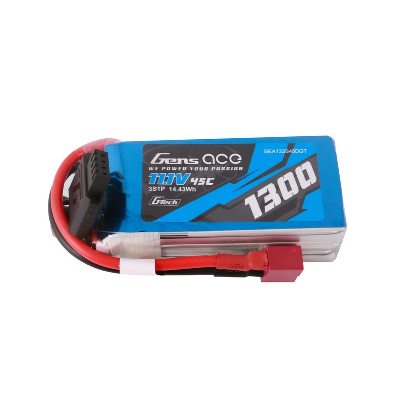 Gens ace 1300mAh 3S 11.1V 45C G-Tech LiPo Battery Pack 3S1P, Deans Plug, G-tech-4P