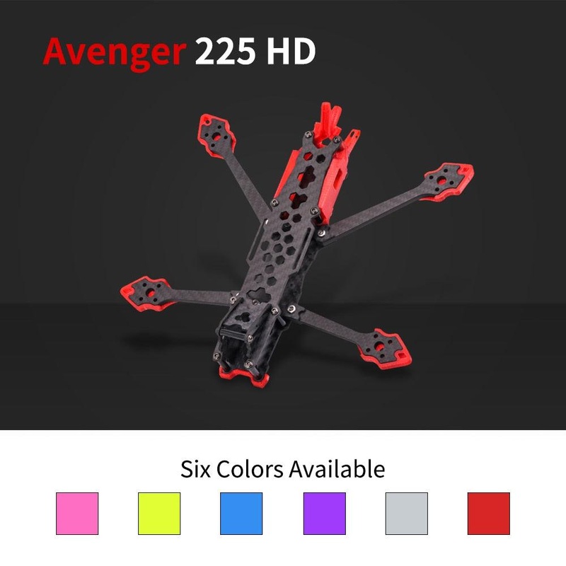 5-Inch FPV frame Kit - Avenger 225HD carbon fiber quadcopter fpv drone frame for Protection HD Digital System drones gray