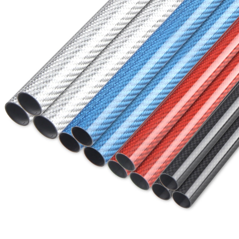 Colored 2pcs 20x22mm 500mm Length 3K Glossy Surface Carbon Fiber Tube Red