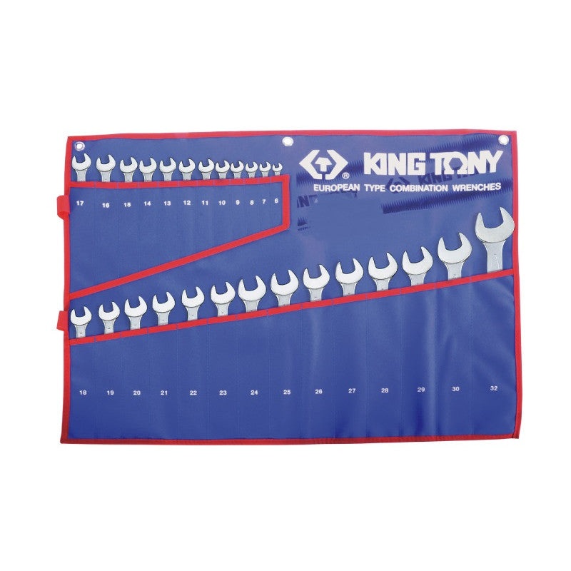 22-Piece Combination Wrench Set (6-32 mm) with Polyester Pouch by King Tony