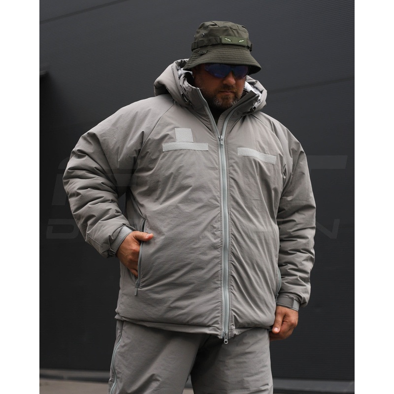 Gray Water-Resistant 7-Layer Winter Jacket with Synthetic Insulation