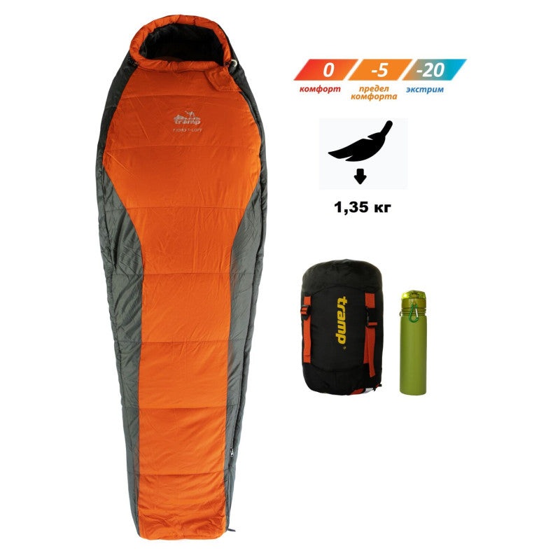 Tramp Fjord Regular Right Zip Sleeping Bag Orange/Grey 200/80-50