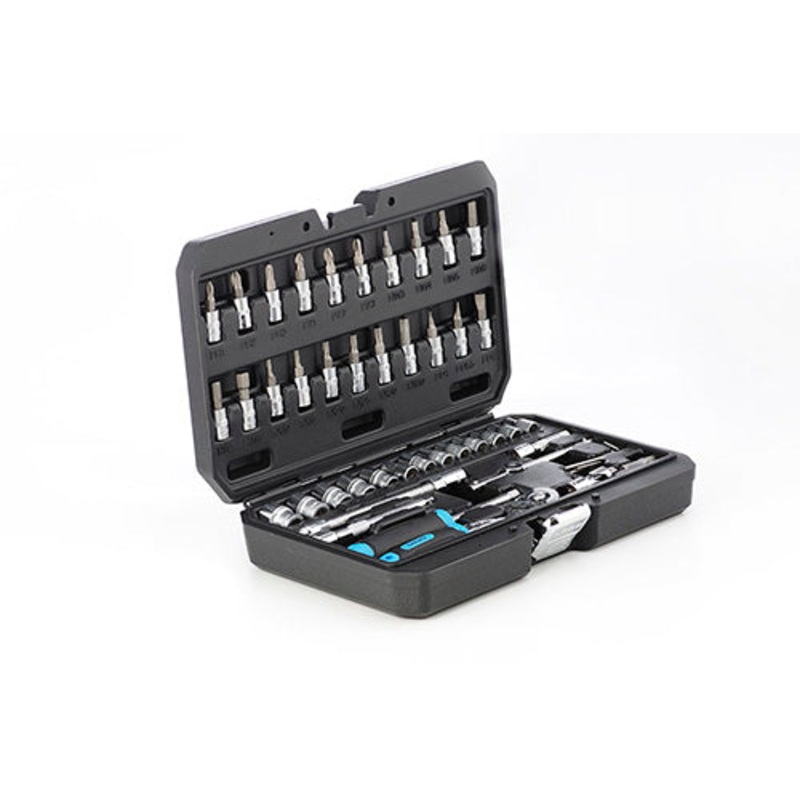1/4" Drive CrV Socket Set with Ratchet, 46 Pieces, APRO
