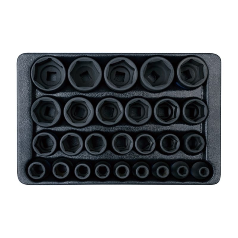 27-Piece Impact Socket Set (8-36 mm) with 1/2" Drive in Organizer
