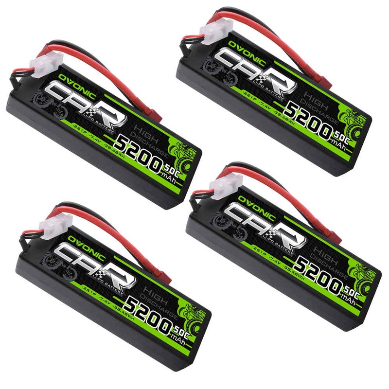4x Ovonic Hard Case 2S LiPo Battery 5200mAh 50C 7.4V with Deans for 1/10 1/8 scale RC Car Truck