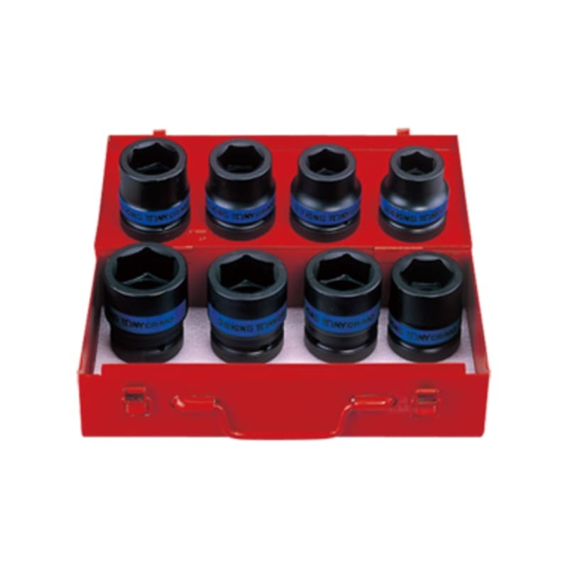1" Impact Socket Set, 8 Pieces, 24-41 mm, Metal Case