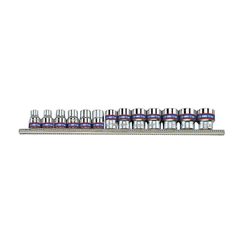 13-Piece Socket Set on Rail 7 - 19 mm 3/8" 12-Point