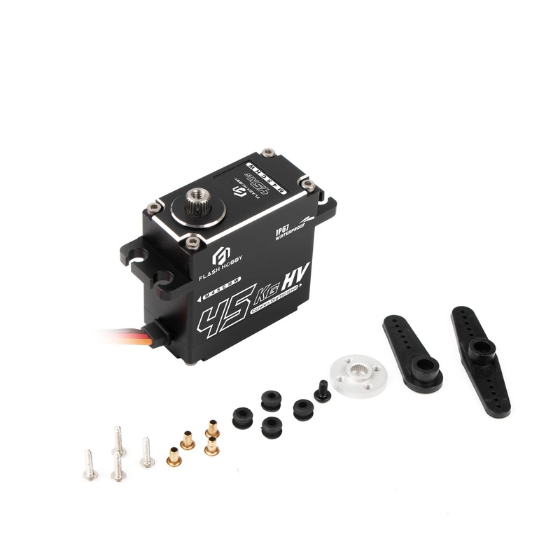 Flashhobby M45CHW Coreless Servo 8.4V 45kg-cm Digital High Torque, IP67 Waterproof, CNC Aluminum Case