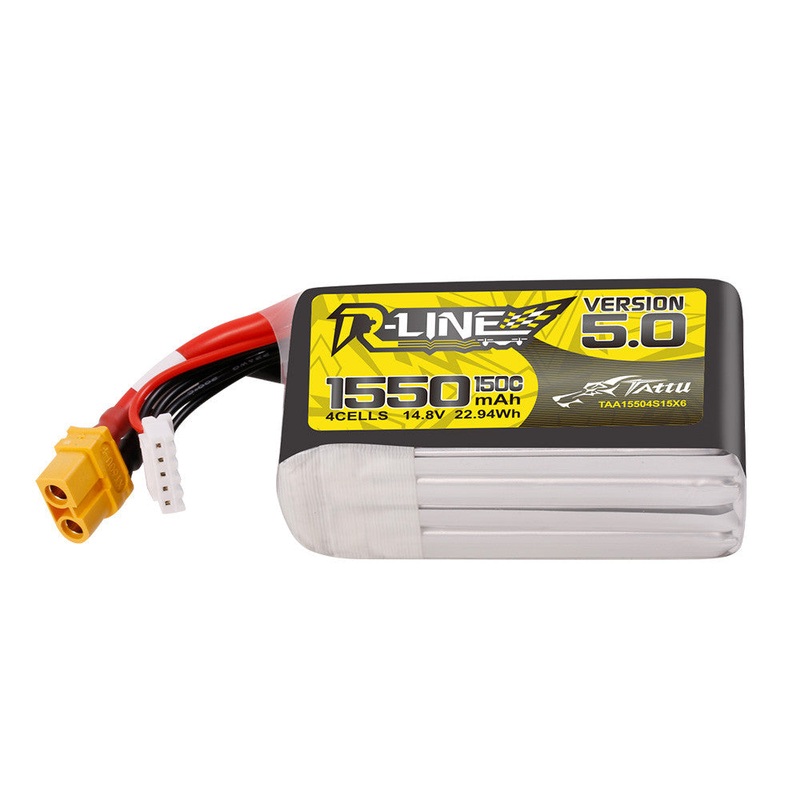 Tattu R-Line Version 5.0 1550mAh 4S 14.8V 150C LiPo Battery Pack with XT60 Plug