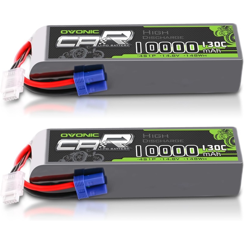 2 OVONIC 4S Lipo Battery 10000mAh 130C 14.8V RC Lipo Battery with EC5 Plug for 8S RC Truck RC Car Vehicles