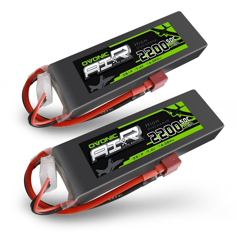 2OVONIC 2S LiPo Battery Pack 2200mAh 50C 7.4V with Deans Plug for RC Crawler RC Truck FPV Drone