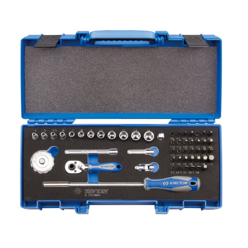 53-Piece 1/4" Socket Set with Accessories in Plastic Case