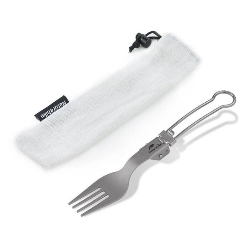 Naturehike NH19C001-J Gray Folding Titanium Fork with Pouch