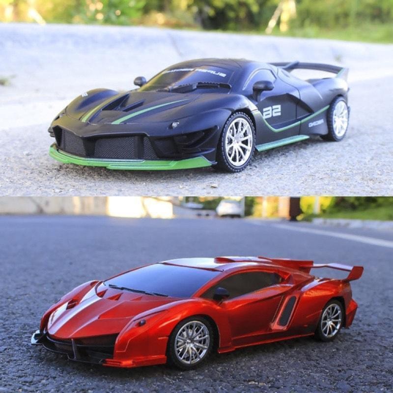 1:16 4 Channels RC Car With Led Light 2.4G Radio Remote Control Cars Sports Car High-speed Drift Car Boys Toys For Childrens 30M L Black ink blue