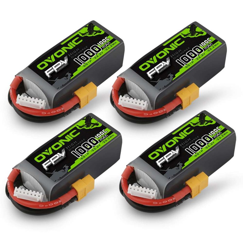 4OVONIC 6S LiPo Battery Pack 1000mAh 100C 22.2V with XT60 Plug for Freestyle Drone FPV Racing Drone