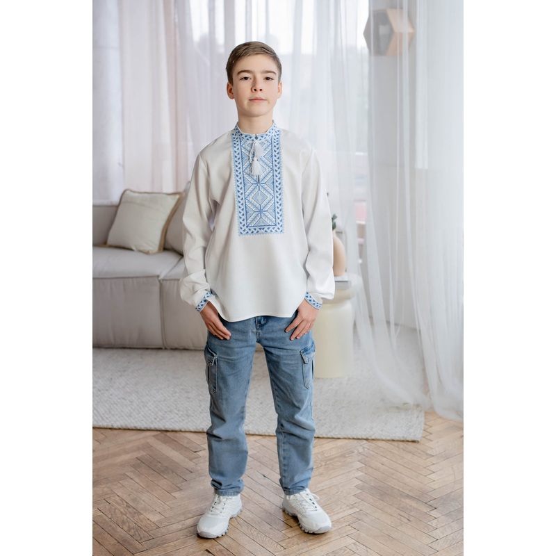 Boys' Embroidered Ukrainian Shirt, Traditional Design