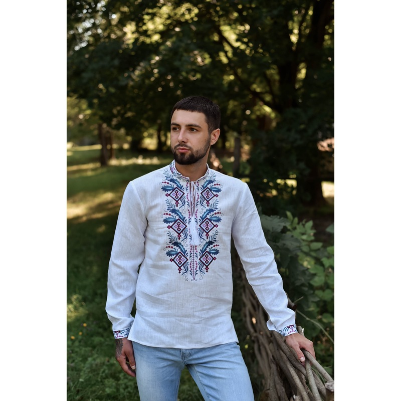 Men's White Embroidered Shirt