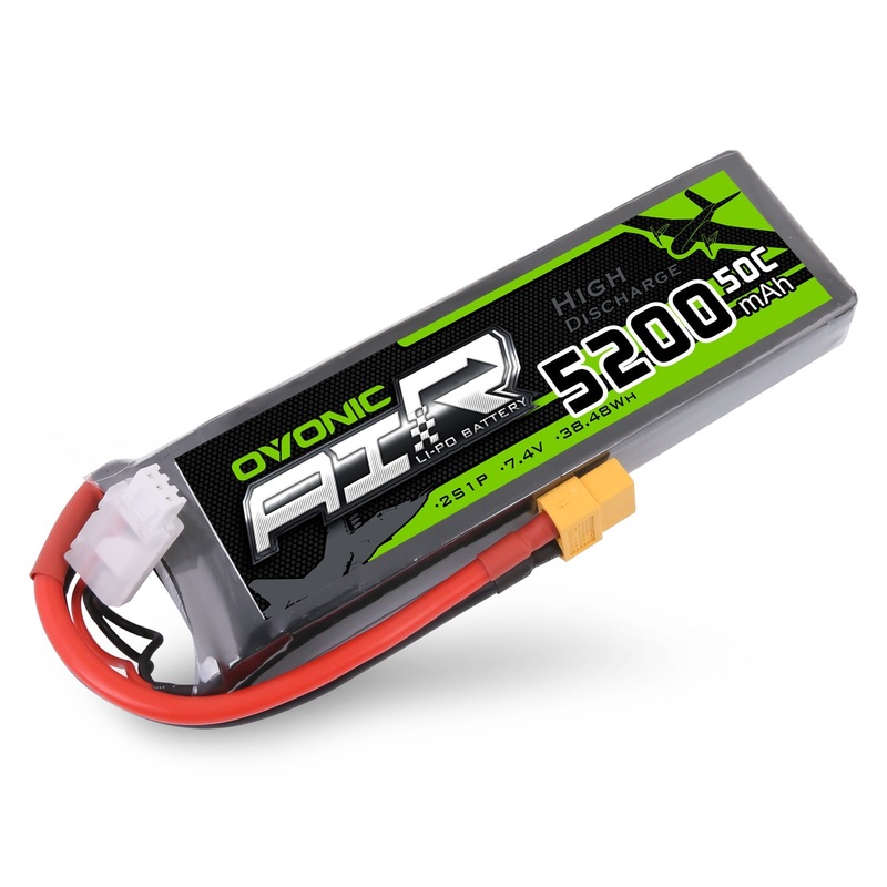 OVONIC 2S LiPo Battery Pack 5200mAh 50C 7.4V with XT60 Plug for 1/8 Scale RC Cars RC Truck RC Buggy