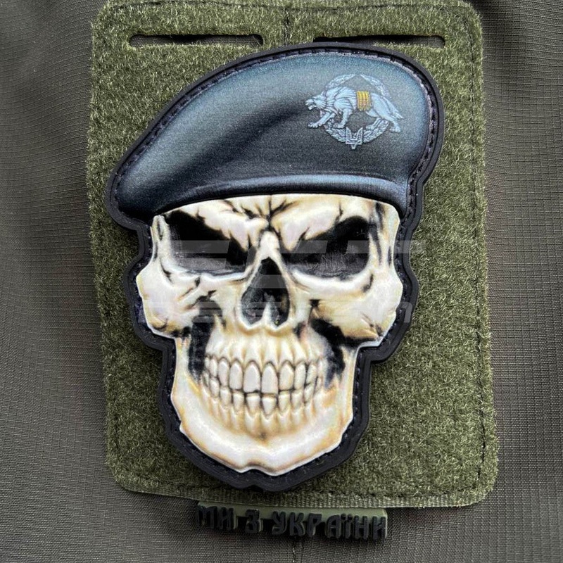 PVC Skull Beret Patch for Rugged Gear