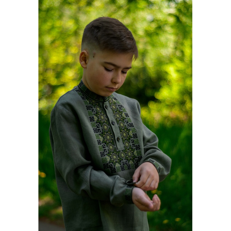 Embroidered Boy's Shirt with Placket