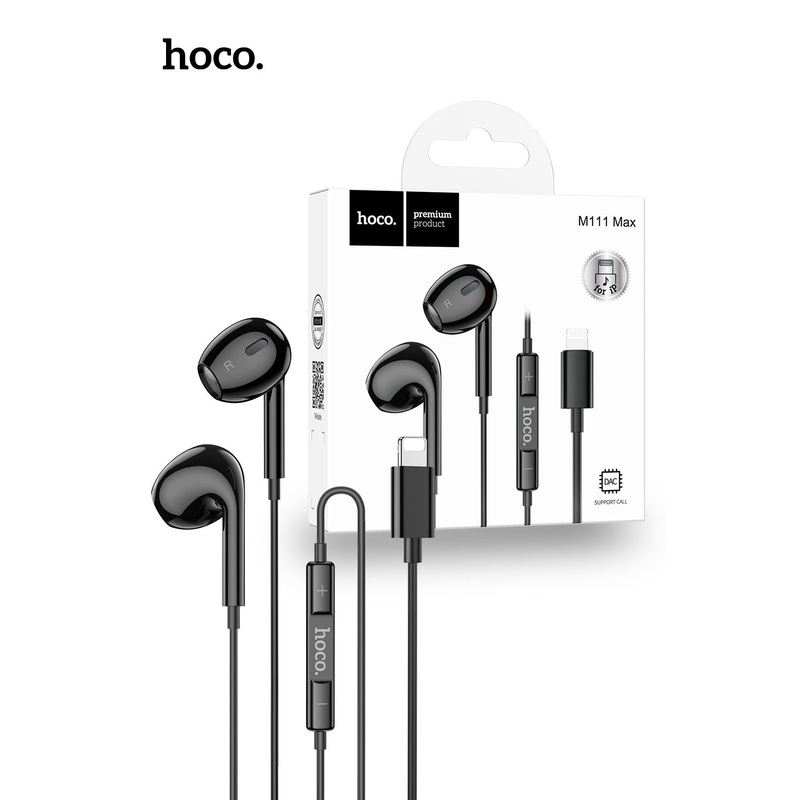 Hoco M111 Max Plug And Play Primero Digital Lightning Handsfree Black