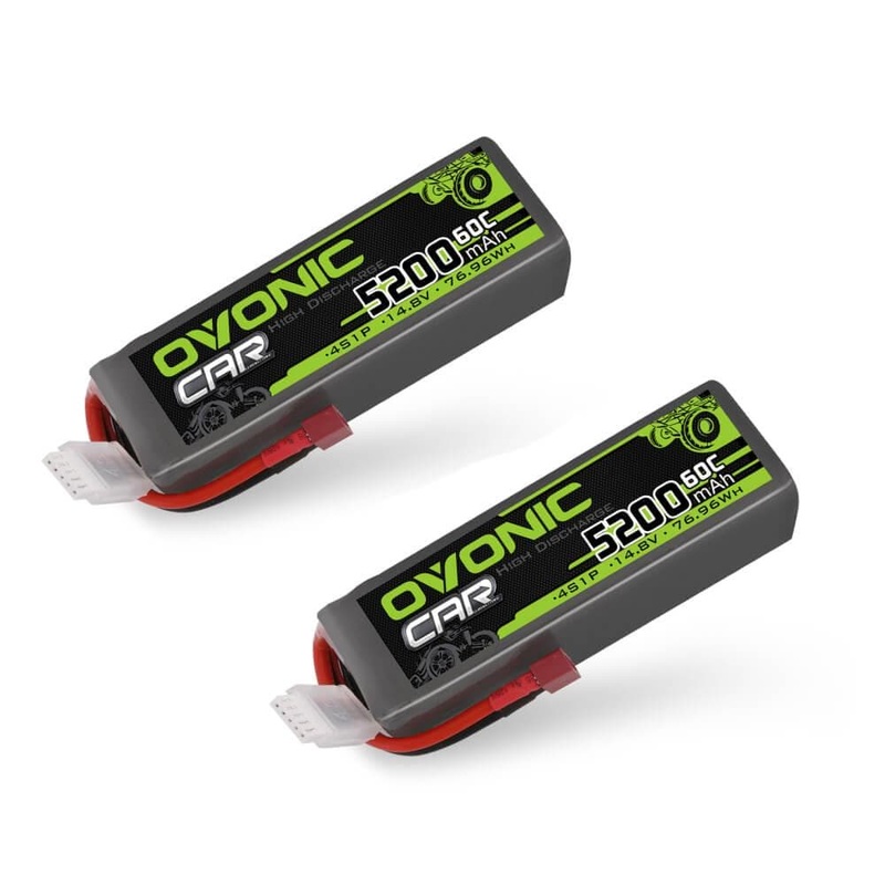 2x Ovonic 60C 4S Lipo battery 5200mAh 14.8V with Deans & XT60 Plug for 1/10 1/8 scale RC Car
