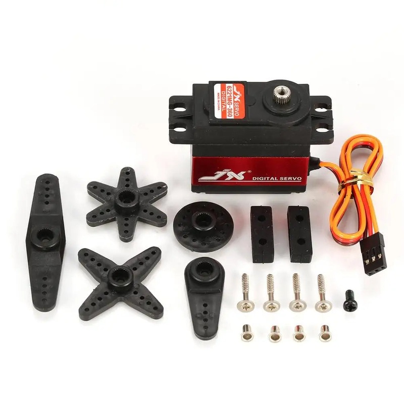 JX Servo PDI-6221MG - 6V 20KG 180 360 Large Torque Digital Aluminium Metal Gear 25T Arm for RC Car Model Toy Crawler Boat Airplane 60 degree