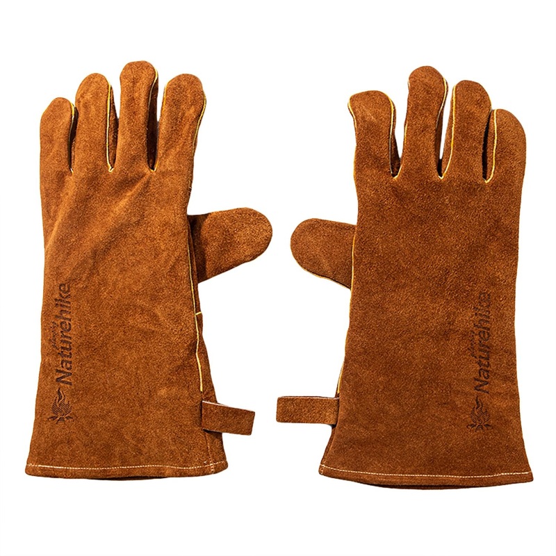 Naturehike NH20FS042 Fire-Resistant Leather Gloves, Size M, Brown
