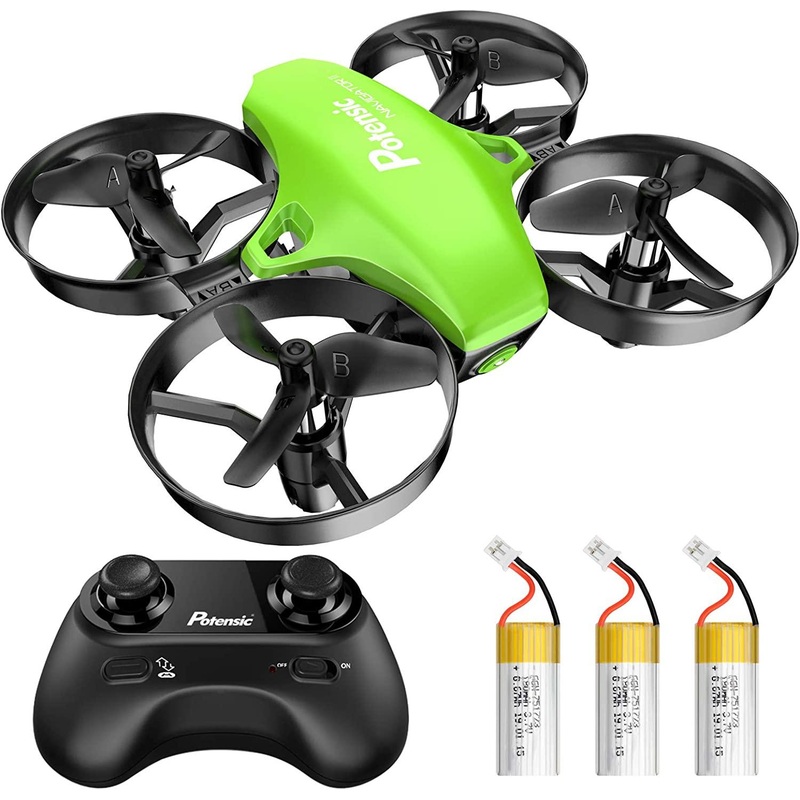 Potensic Upgraded A20 Mini Drone - Easy to Fly Even to Kids and Beginners, RC Helicopter Quadcopter with Auto Hovering, Headless Mode, 3 Batteries and Remote Control, Gift Choice for Boys and Girls Green
