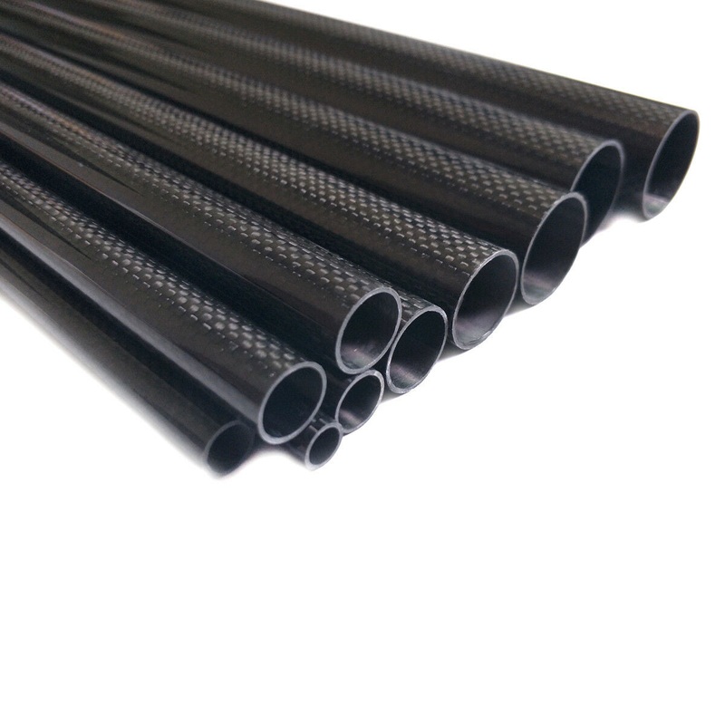 2pcs 3K Carbon Fiber Tube 24*26*500mm Glossy Surface Length 500mm Black