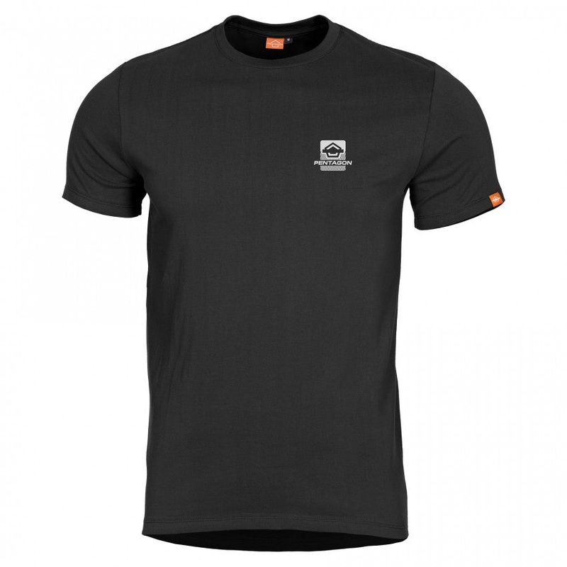 Pentagon Ageron Black T-Shirt with American Flag Design