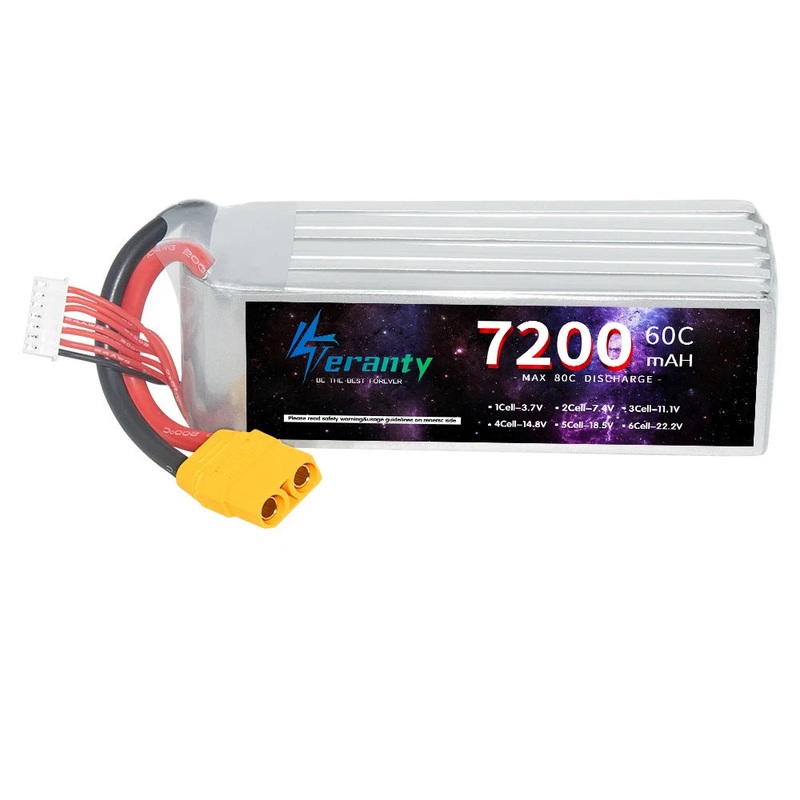TERANTY 6S 22.2V 7200mAh 60C Lipo Battery for RC FPV Drones With Deans T XT90 EC5 XT60 Connector 6S7200mah-EC5
