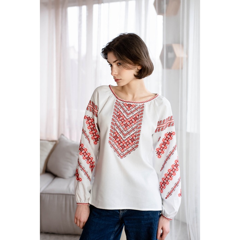 White Women's Embroidered Shirt - Zerno Design