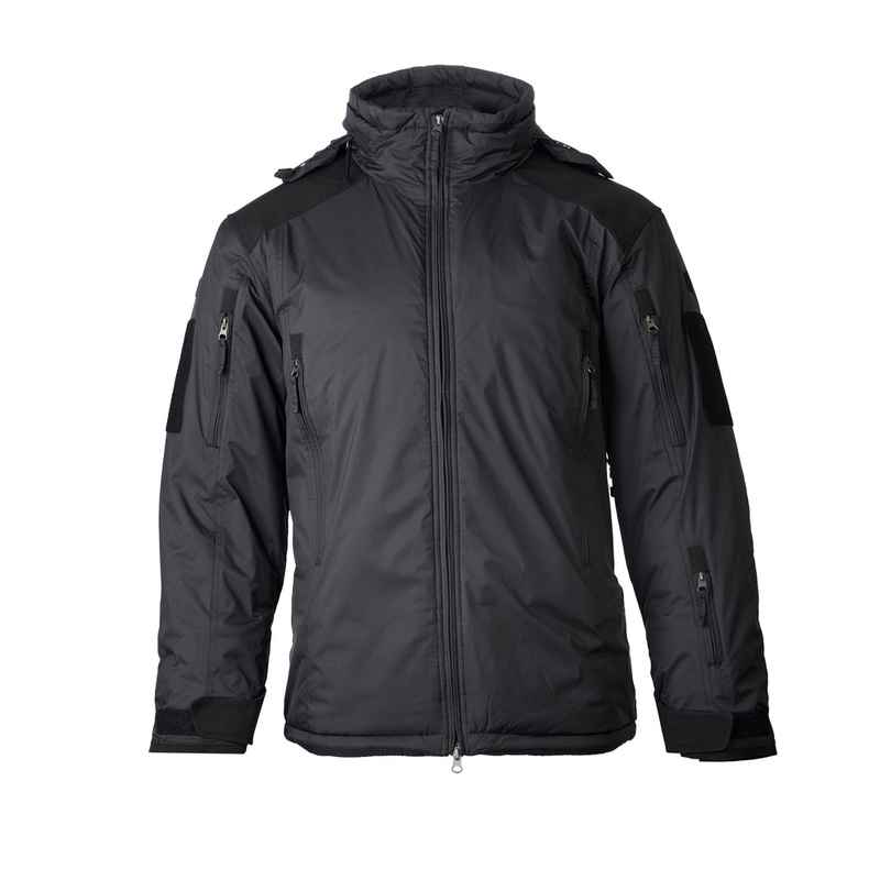 YINREN Black Nylon Jacket with Reinforced Inserts and Hidden Hood