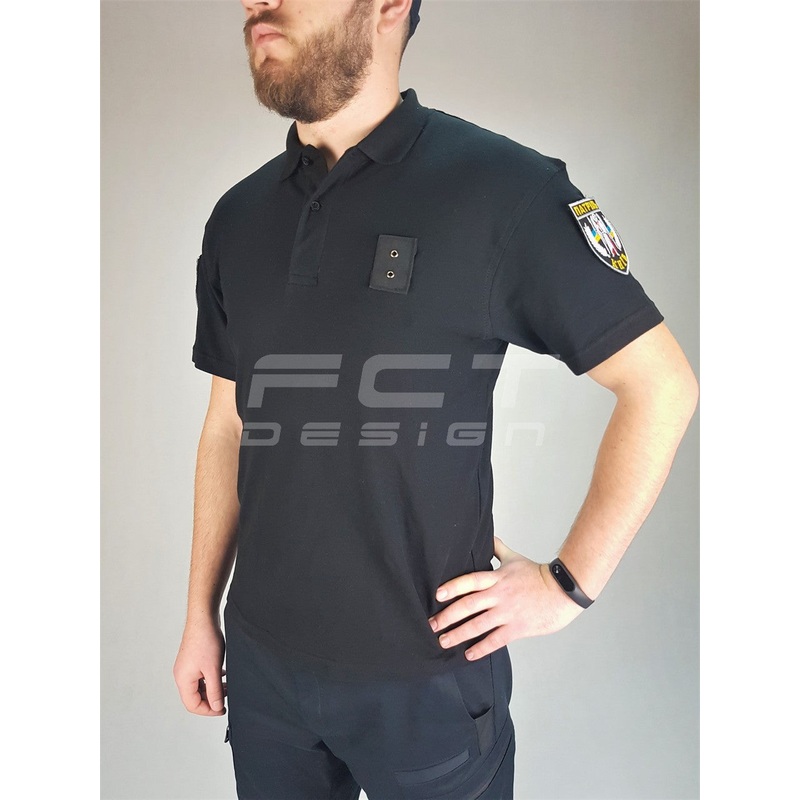 Black Polo for Police with Velcro hine