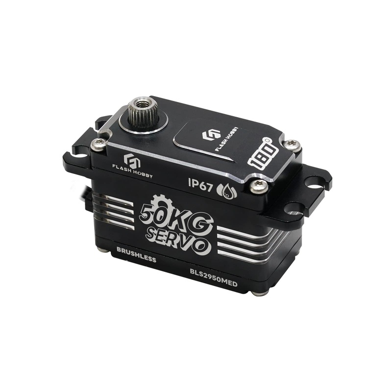 Flashhobby BLS2950MED 50KG Brushless Low Profile Digital Servo IP67, PWM 6.0-8.4V, 25T