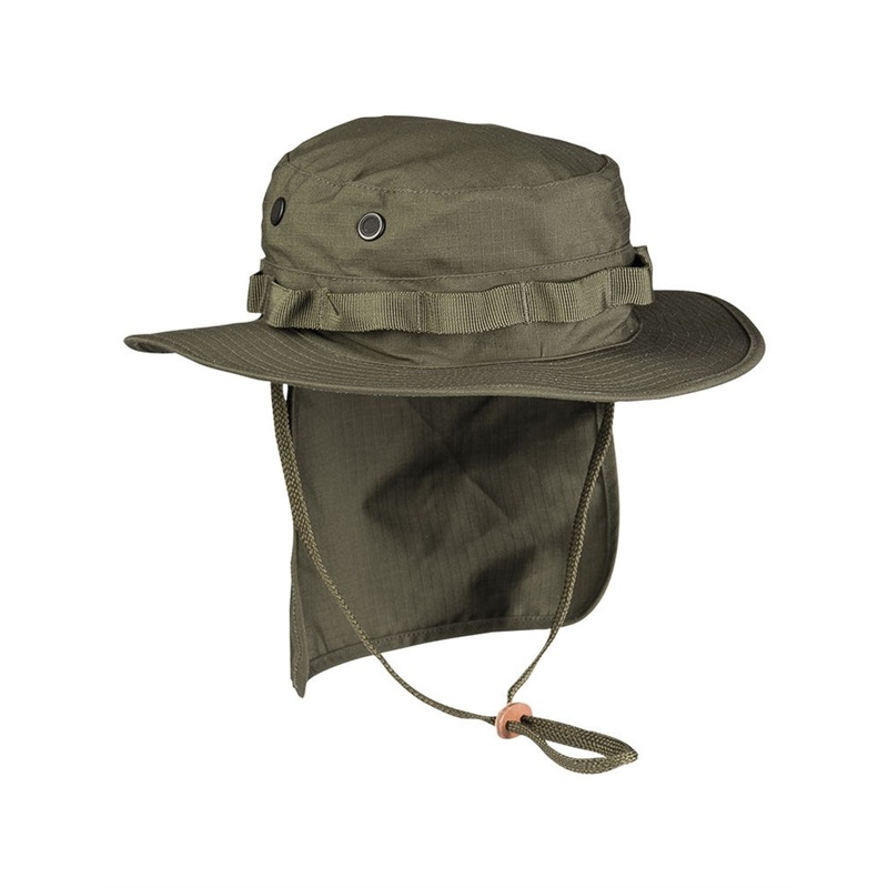 MI-TEC British Boonie Hat with Neck Protection, Rip-Stop Olive