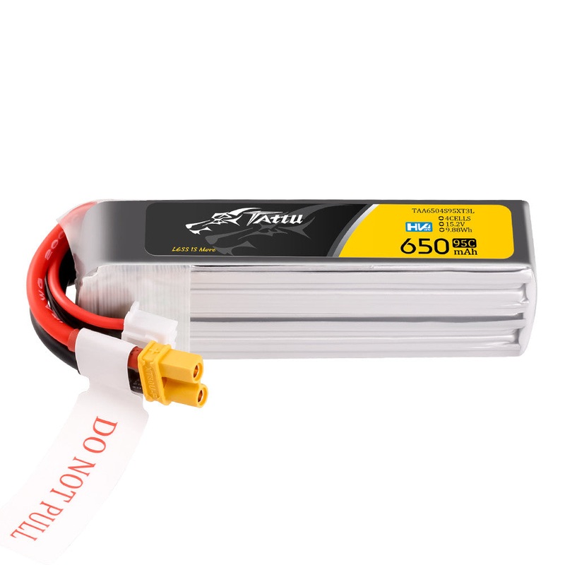 Tattu 650mAh 4S 15.2V 95C LiPo Battery Long Pack, XT30 Plug, JST-XHR-5P Balance Lead
