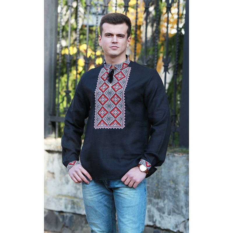 Men's Black Embroidered Shirt