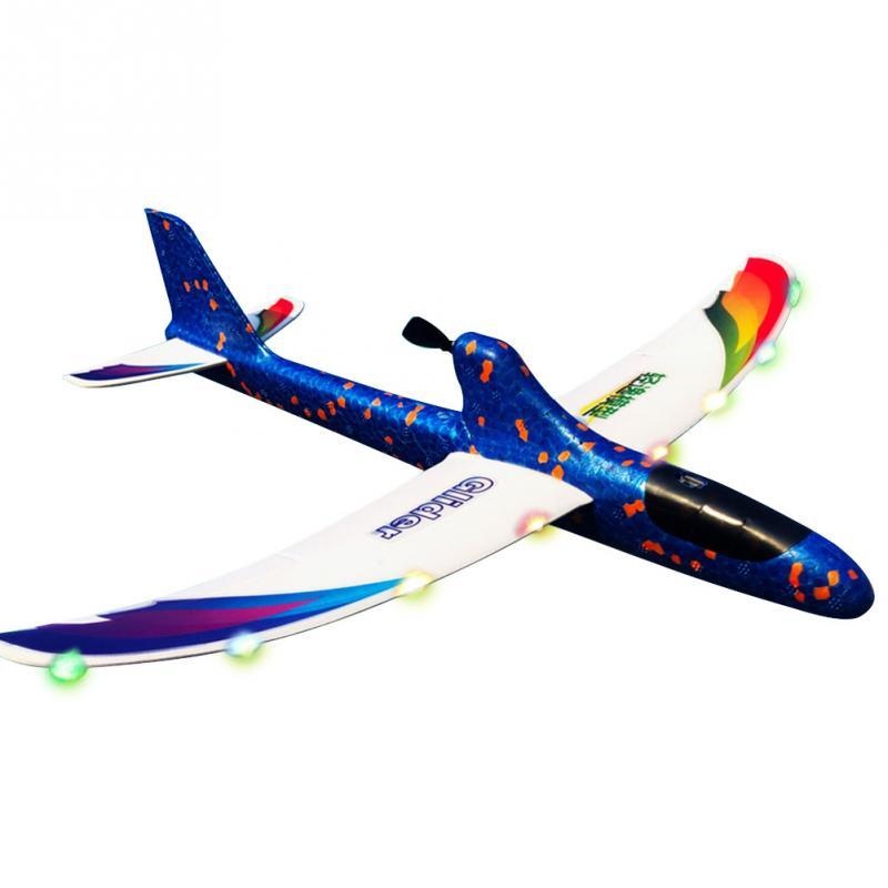 Hand Throwing Airplane Model - DIY Gift Glider RC For Children Kids Educational Toy Capacitor Electric Foam Launch With Light 1