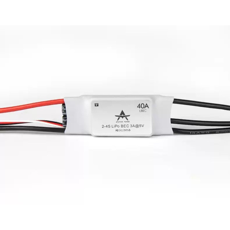 T-Motor AT40A ESC Electronic Speed Controller for Fixed-Wing Drones, 2-4S LiPo, 40A, 5V/3A BEC