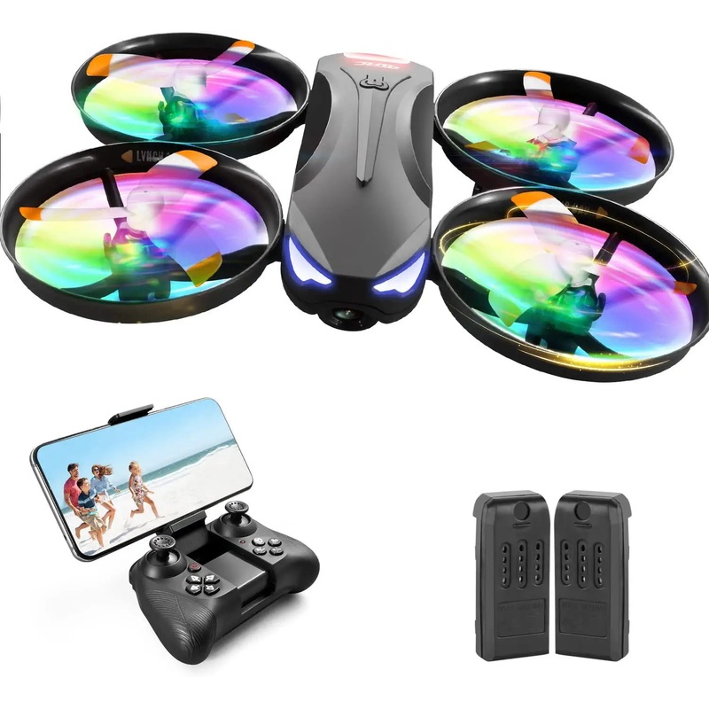 4DRC V16 Drone - with Camera for Kids,1080P FPV Camera Mini RC Quadcopter Beginners Toy with 7 Colors LED Lights,3D Flips,Gesture Selfie,Headless Mode,Altitude Hold,Boys Girls Birthday Gifts
