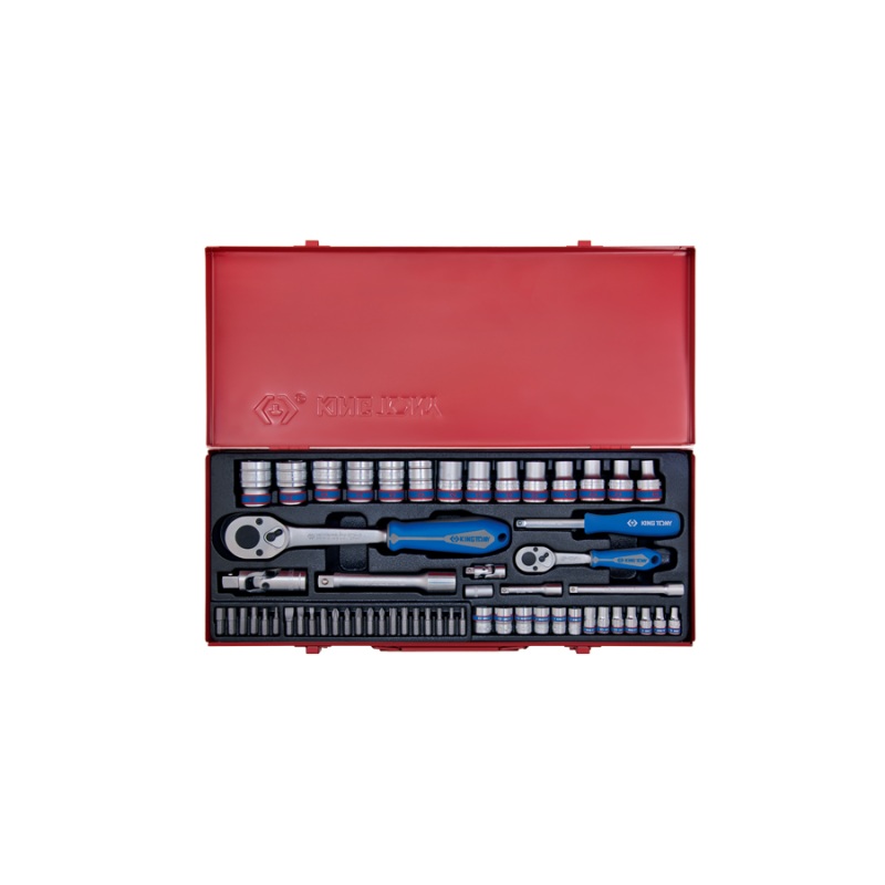 58-Piece Tool Set in Metal Case with 1/4" and 1/2" Drive Ratchets
