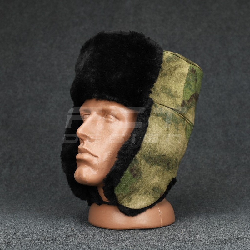 Fleece-Lined Black Atacs FG Faux Fur Trapper Hat