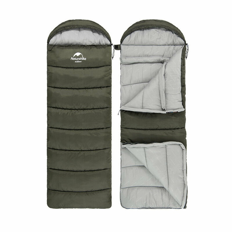 Naturehike U350 Hooded Sleeping Bag, 1C, Right Zip, Green