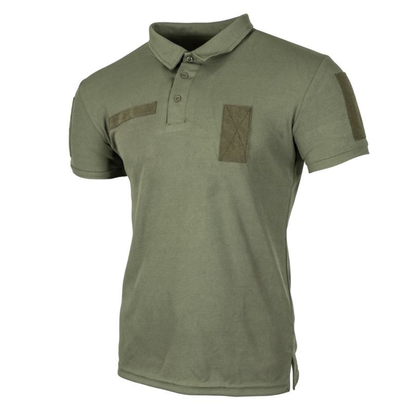Olive Cotton Polo Shirt with Velcro Straps