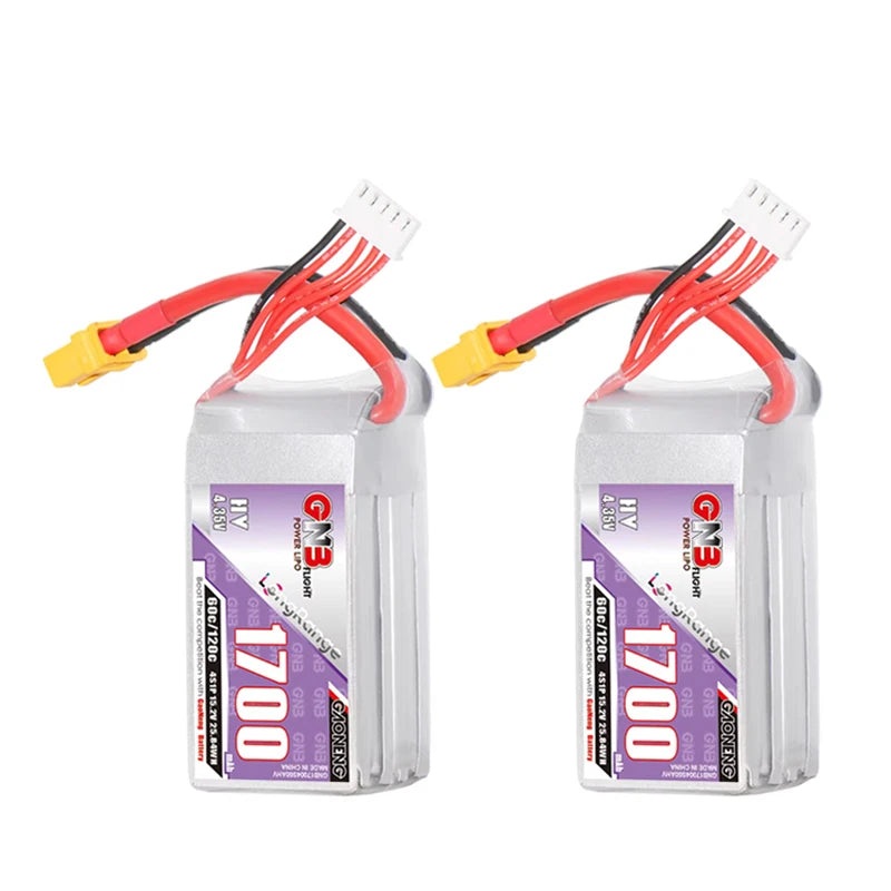 2Pcs GNB 4S HV 1700mAh 60C 120C LiPo Drone Battery 2Pcs XT60